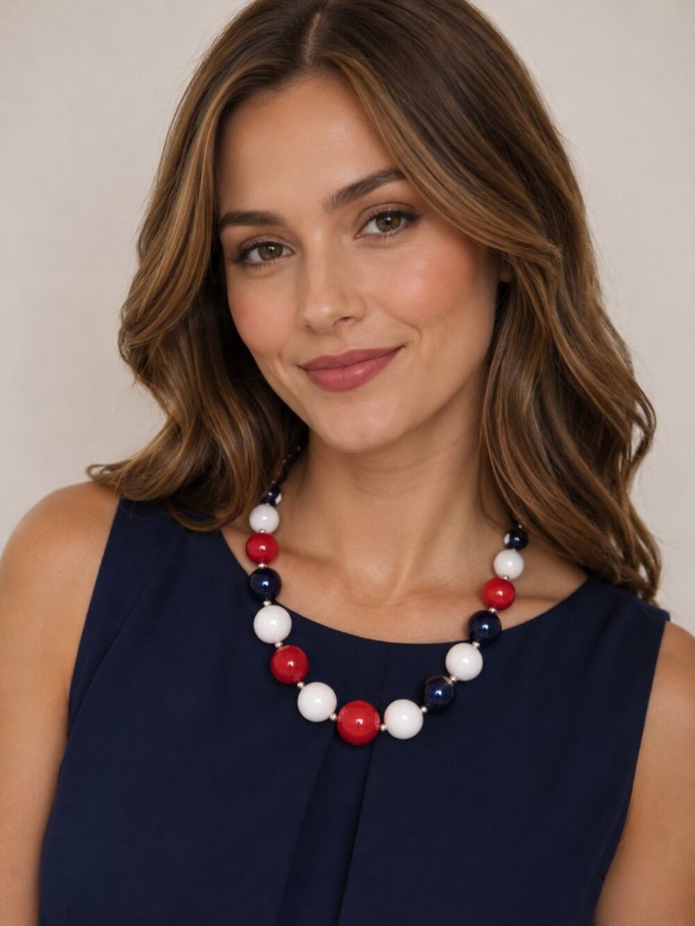 Red White Blue Beaded Necklace